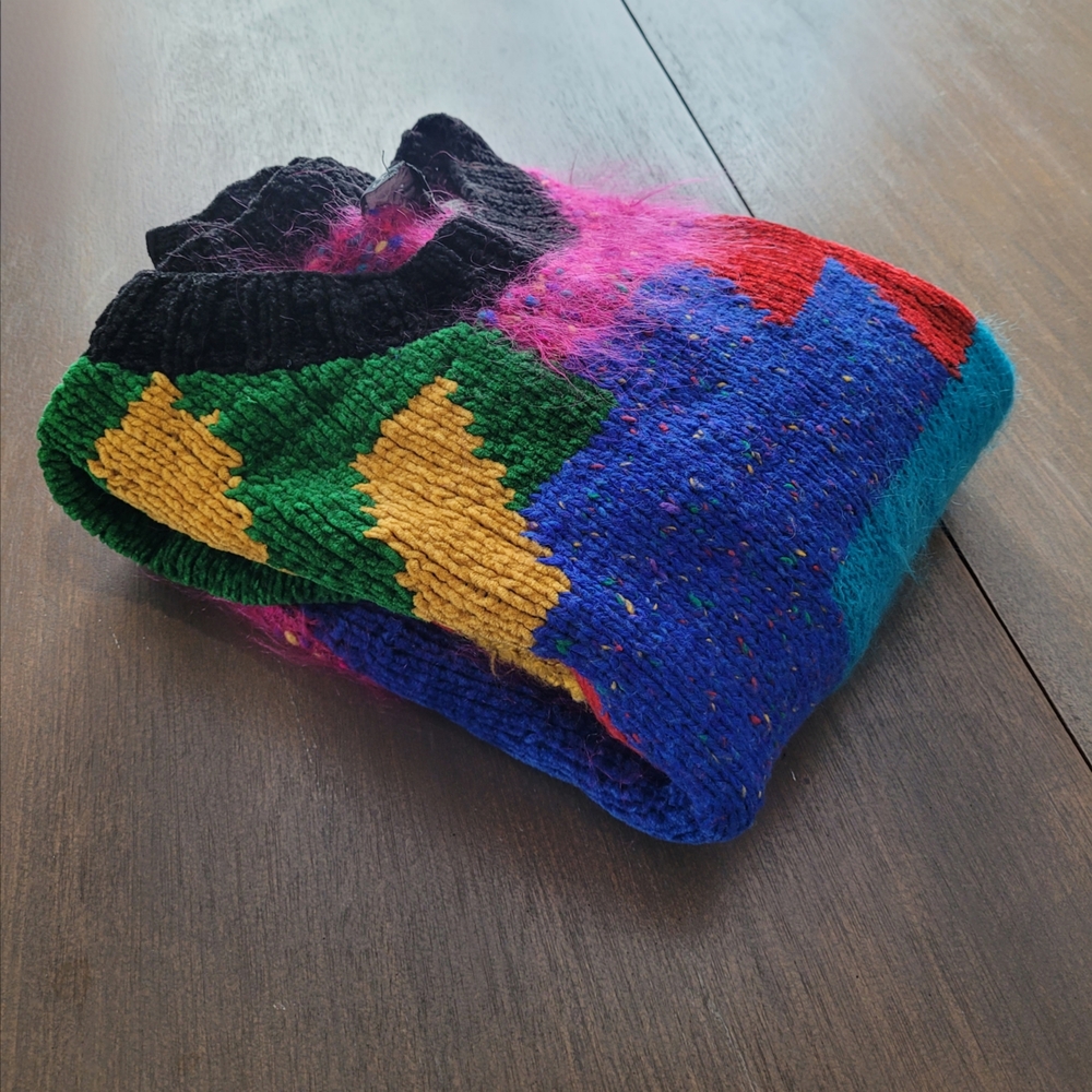 Vintage 90s Mohair Blend Colorblock Carole Little Sweater - Picture 10 of 10